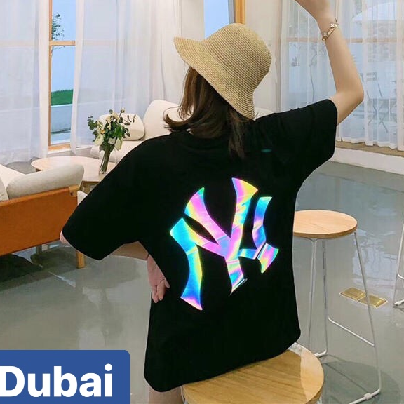 ÁO THUN TEEN NỮ UNISEX FORM RỘNG TAY LỠ PHẢN QUANG CHỮ NY 7 MÀU SIÊU XINH NHẬT BẢN - DUBAI FASHION