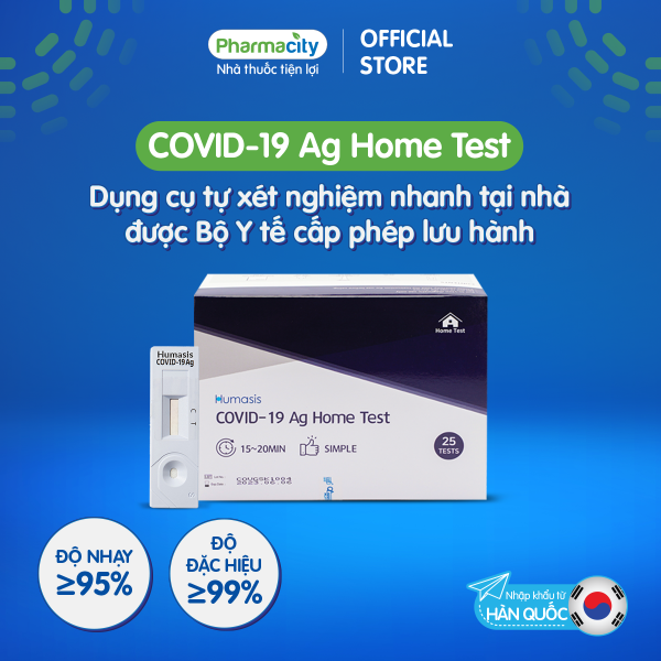 Bộ xét nghiệm nhanh COVID-19 tại nhà Humasis COVID-19 Ag Home Test (Hộp 25 kit)