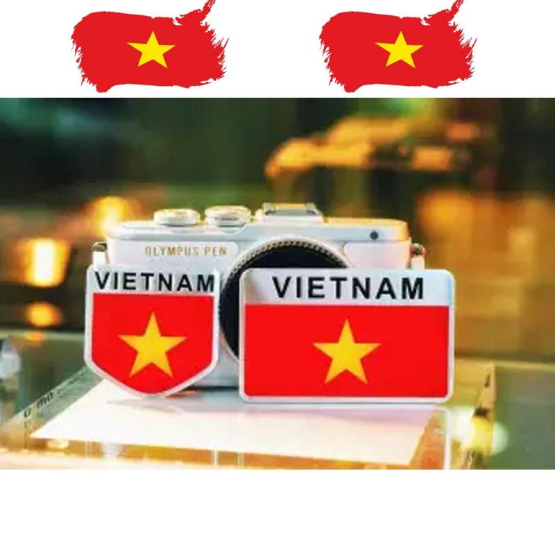 Bộ 2 Tem Nhôm Dán Ô tô Xe Máy Cờ Việt Nam Vô Địch