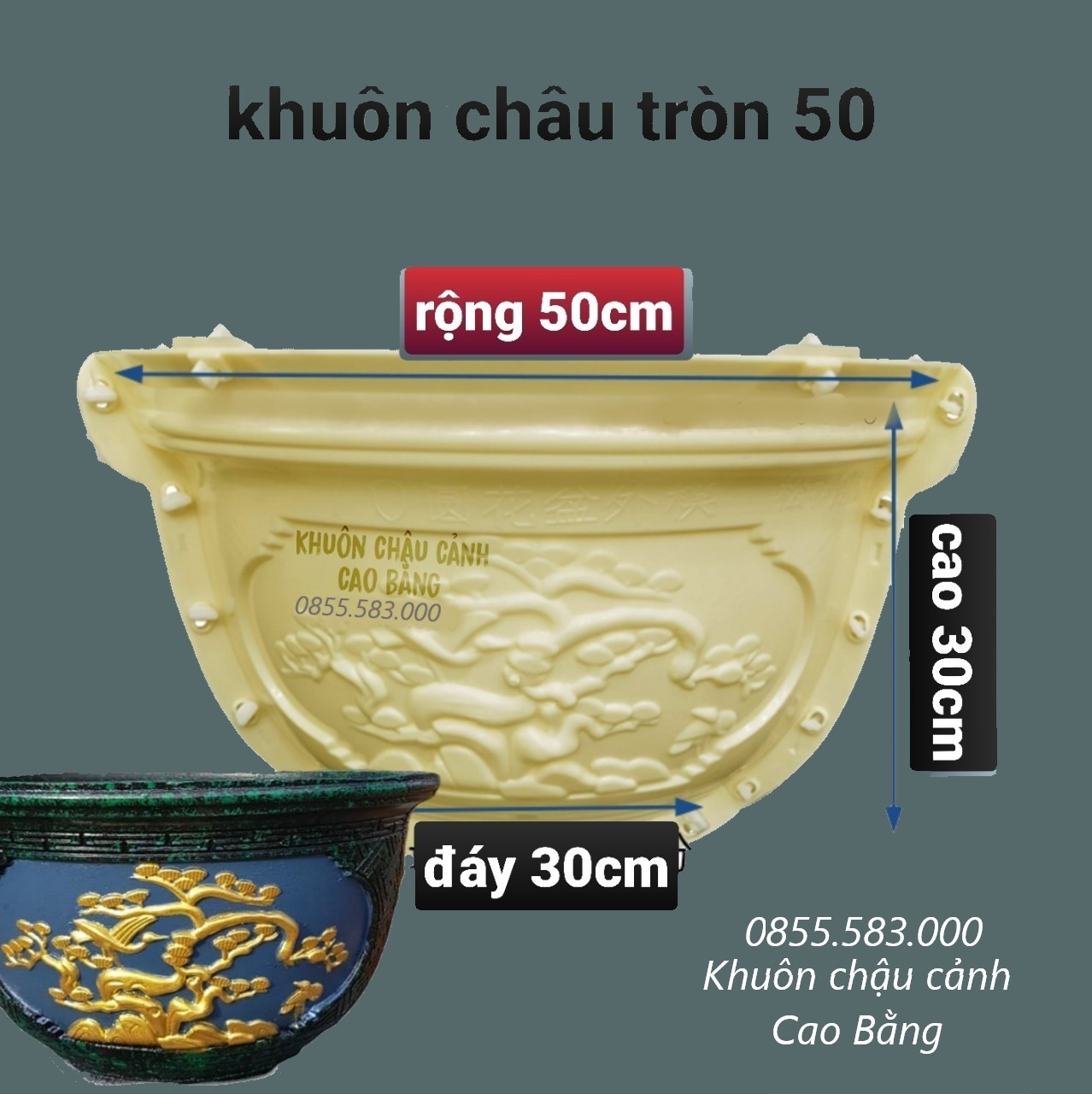Khuôn đúc chậu cảnh tròn 50 và chân đôn ̣(khôn chậu ABS có lòng trong đầy đủ)