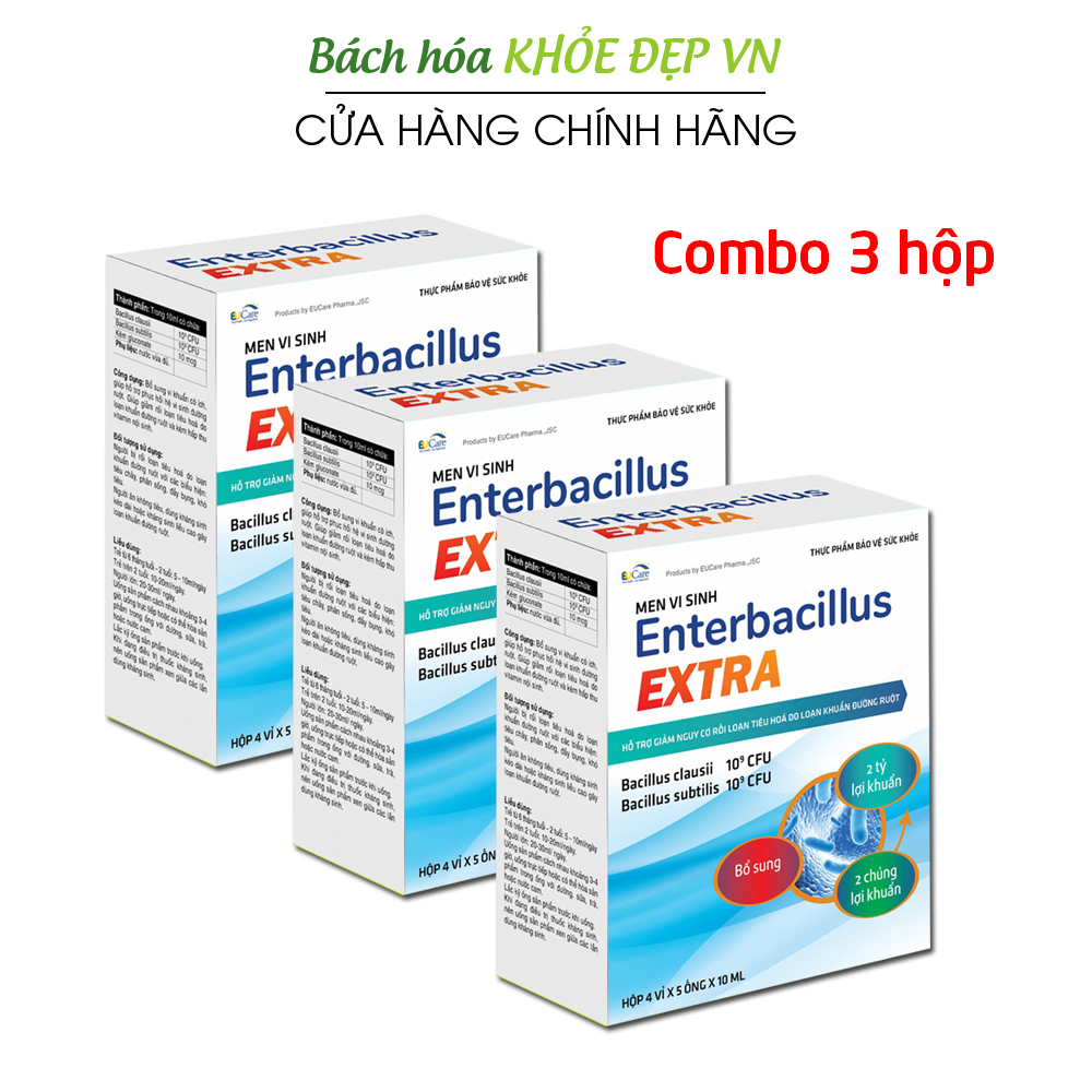 Combo 3 hộp Men Tiêu Hóa Cho Bé Enterbacillus Extra bổ sung 2 tỷ lợi khuẩn