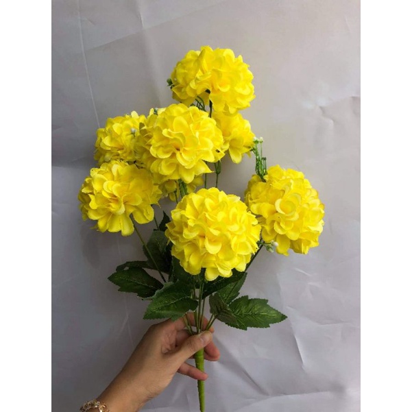 Hoa Cúc Tổ Ong 9 Bông, Thược Dược Lụa Cao cấp 045