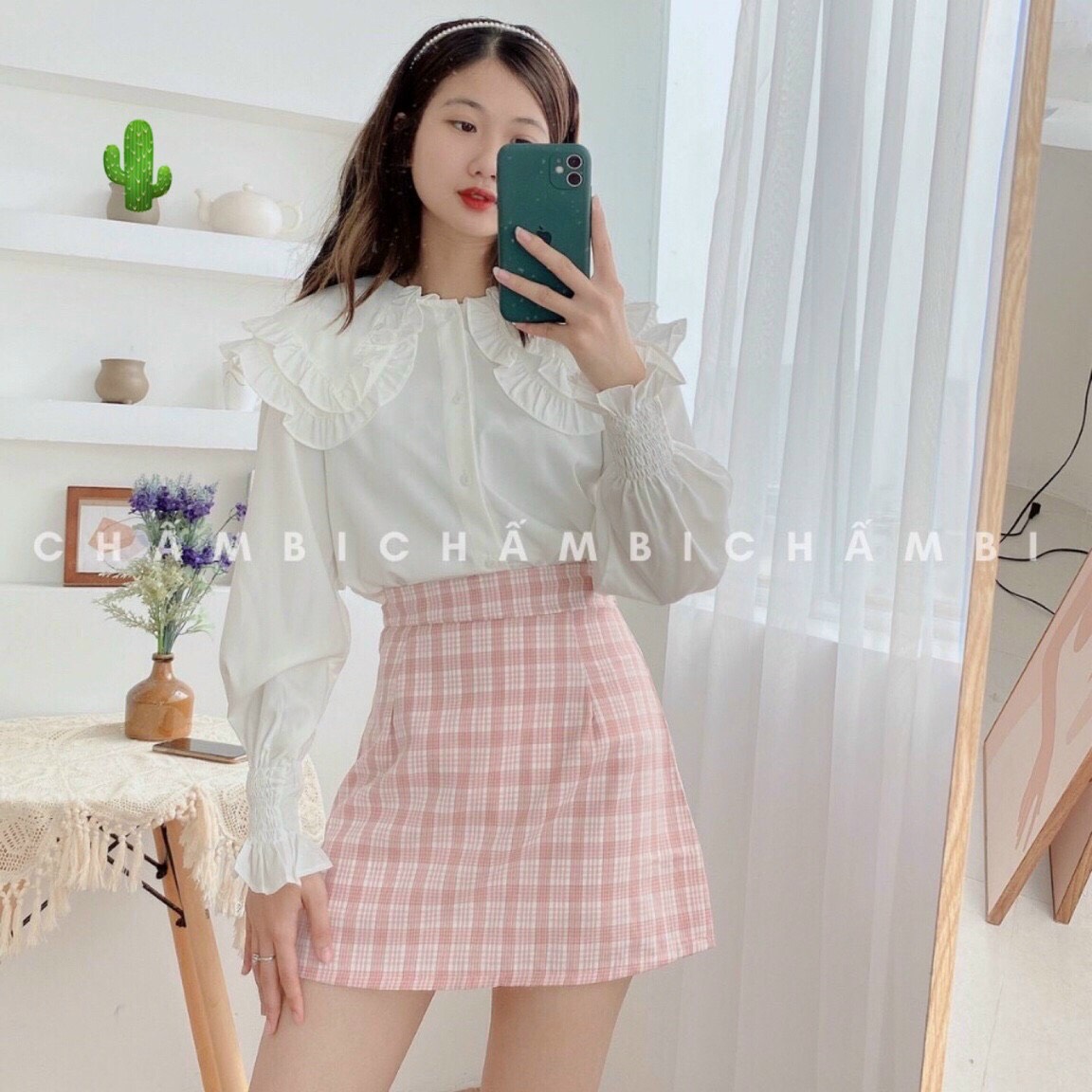 [HCM]Áo sơ mi nữ cổ bèo 2 tầng chất kate đẹp