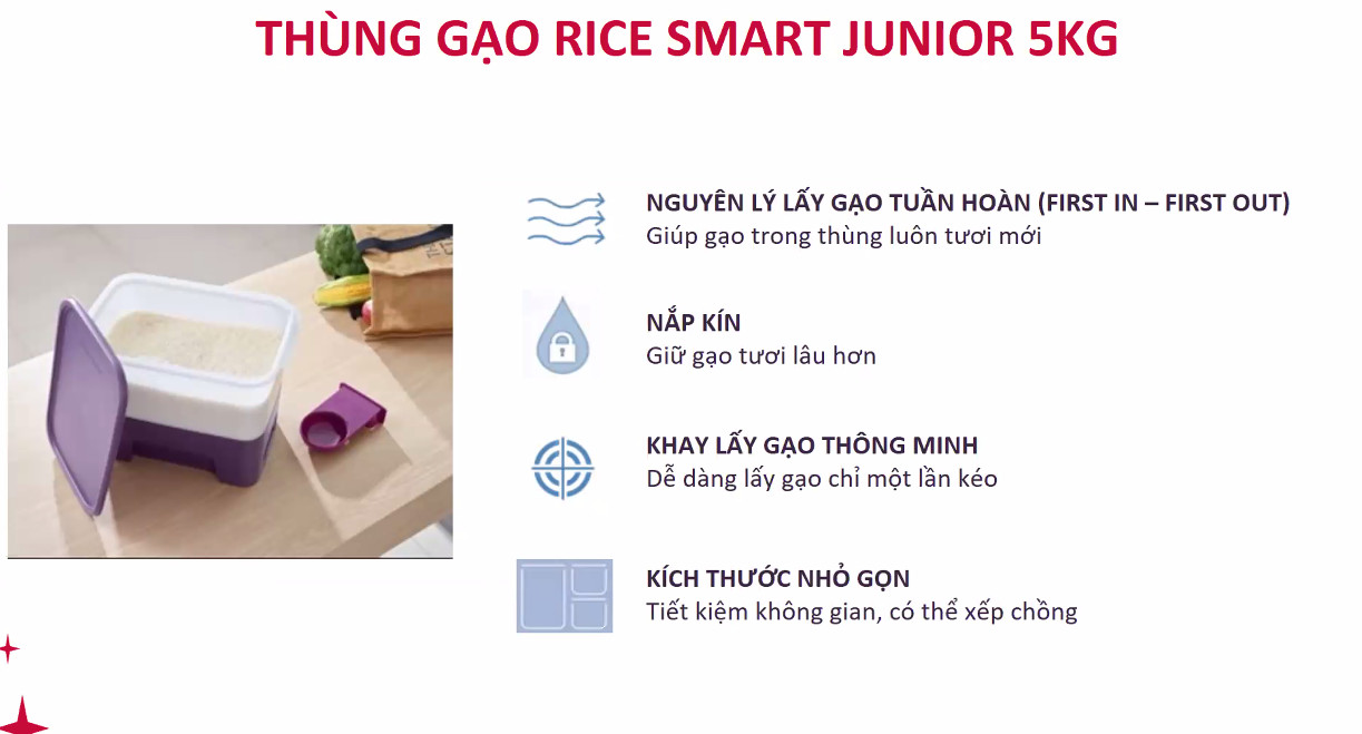 Thùng gạo Tupperware Rice Smart Junior 5kg