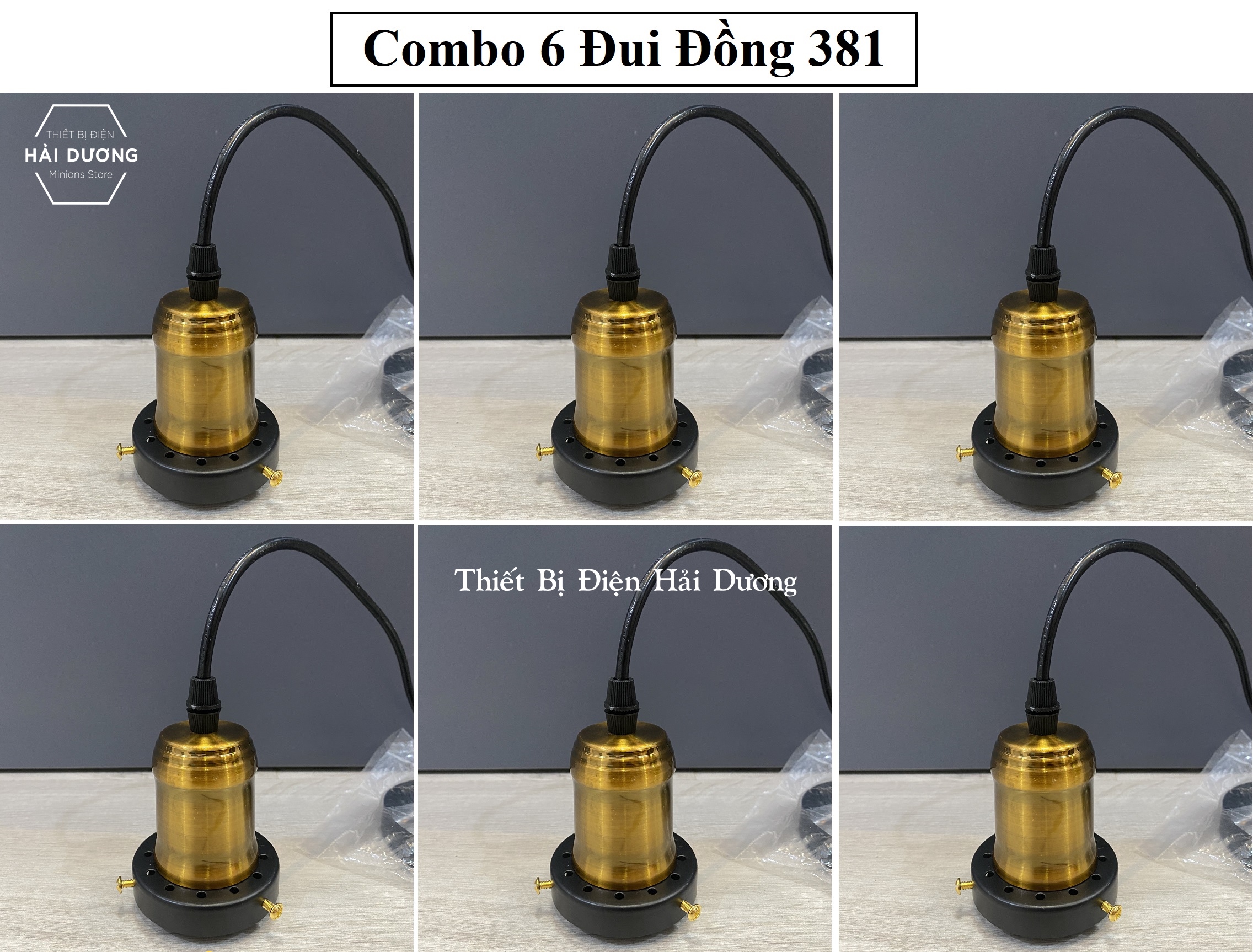 Bộ 6  Đui Đèn Đồng Cao Cấp Thả Trang Trí - Nhiều Màu Sắc - Đui E27 - Dây treo khoảng 1.2m - Chống Rỉ Ô Xi Hoá - Chịu Nhiệt Cao - Chống Cháy Nổ - Chưa Bao Gồm Bóng