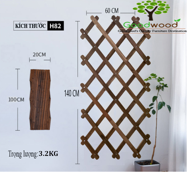 Giàn gỗ treo cây ban công, trang trí ban công sân thượng, decor sân vườn, kệ gỗ treo tường ban công chịu mưa nắng giàn leo cho cây hoa hồng- Xuất khẩu Thuỵ Điển