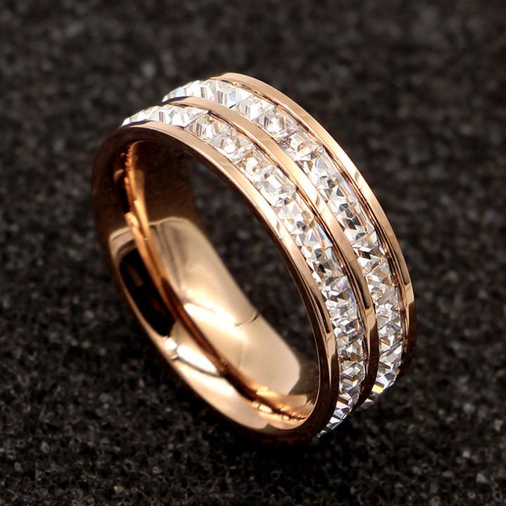 Nhẫn 2 Hàng Kim Cương Titan Ko đen TT 523