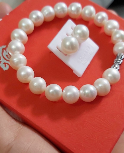 [HCM]Vòng Tay Ngọc Trai Nuôi Phú Quốc ( HÌNH CHỤP THẬT  9 LY) TẶNG KÈM ĐÔI BÔNG NGỌC TRAI