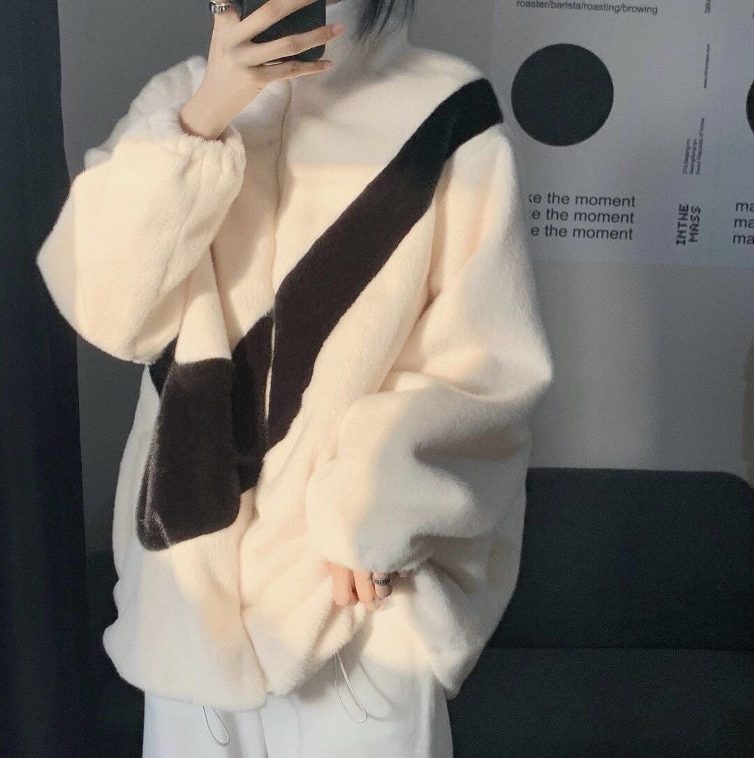 Áo khoác lông nữ phom rộng hình vảy thời trang hàn quốc/ Áo khoác mùa đông dáng thụng 3 màu ulzzang - xuongmaythaothuy