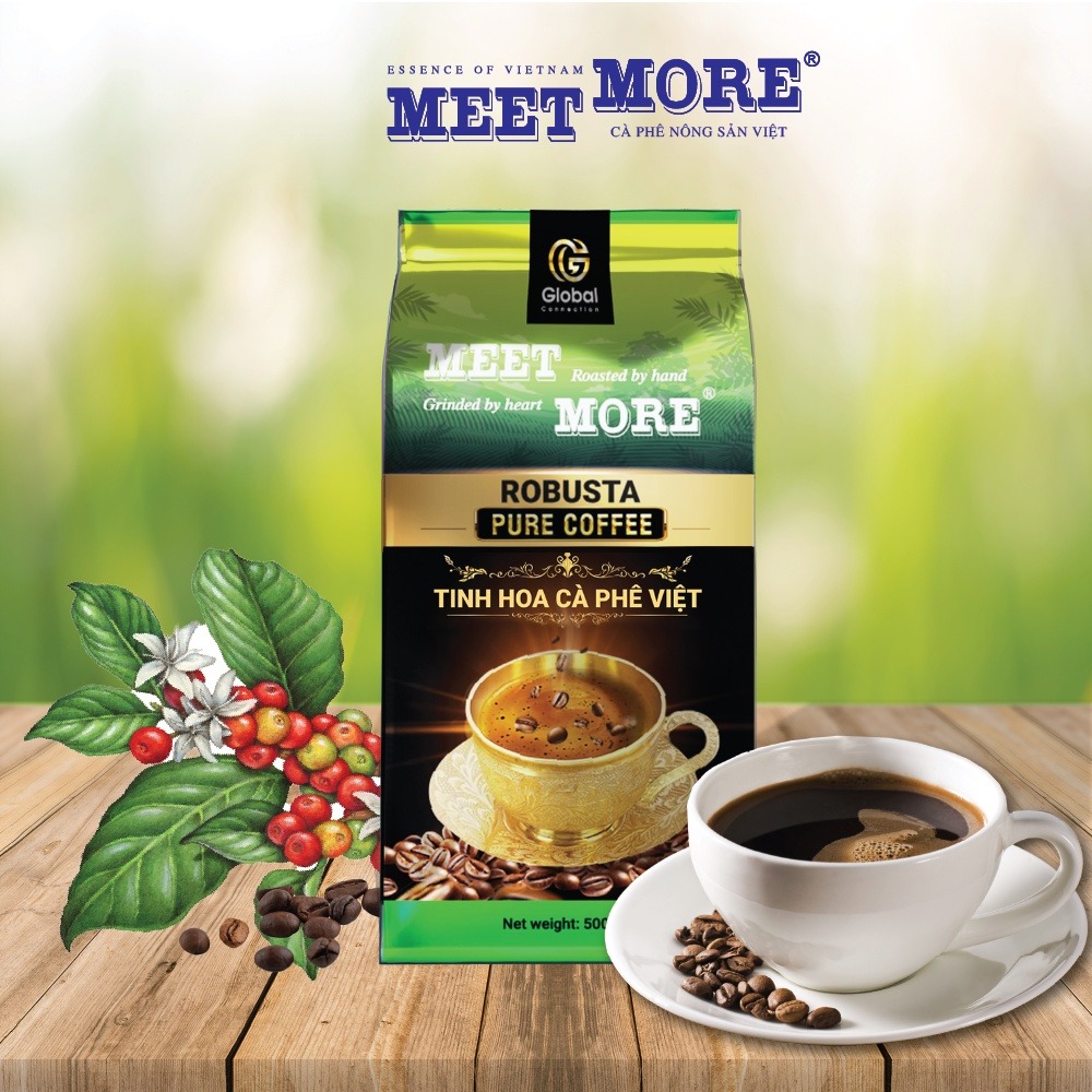 Bịch cà phê rang xay Robusta Pure Meet More 500g