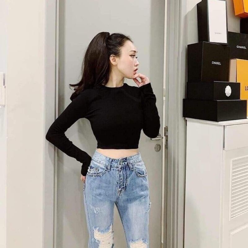 Áo len tăm Croptop Basic dễ phối đồ CRT14