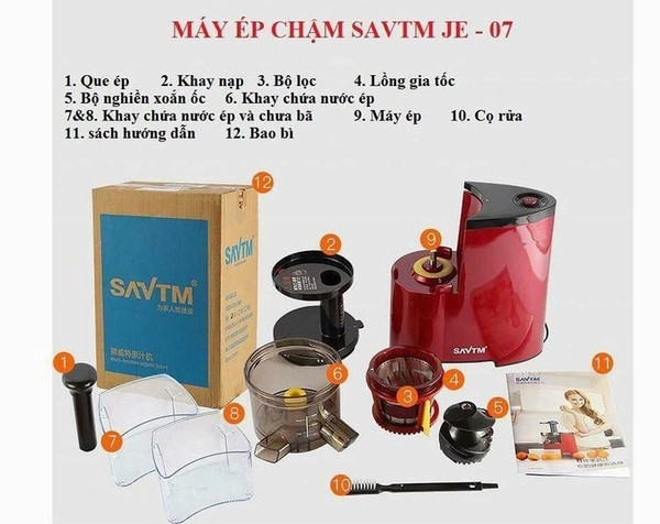 Máy ép chậm hoa quả, máy ép rau củ tốc độ chậm SAVTM JE07