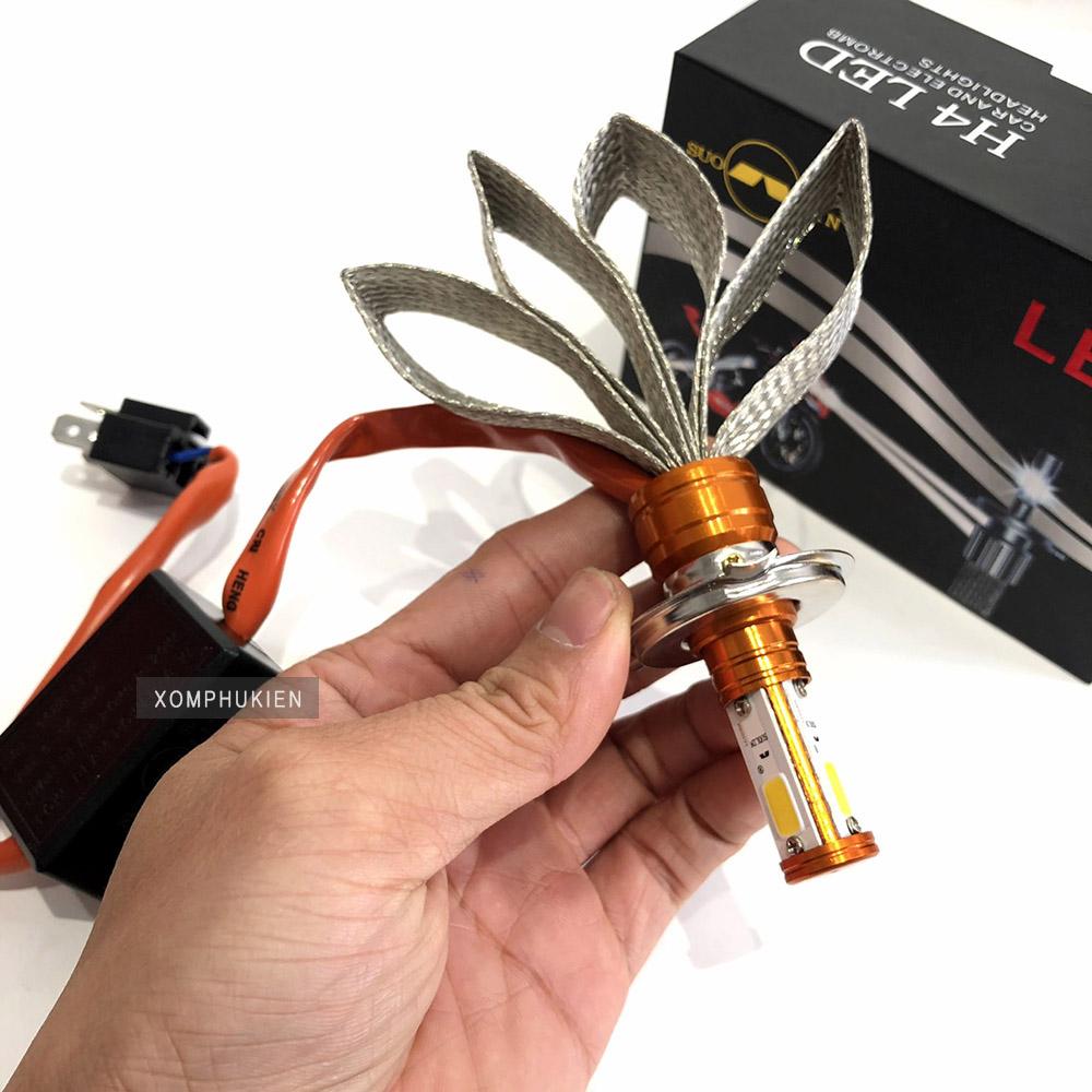 [HCM]Đèn Pha Led 3 tim H4 Râu Vàng Nắng [ 1 Chiếc ]