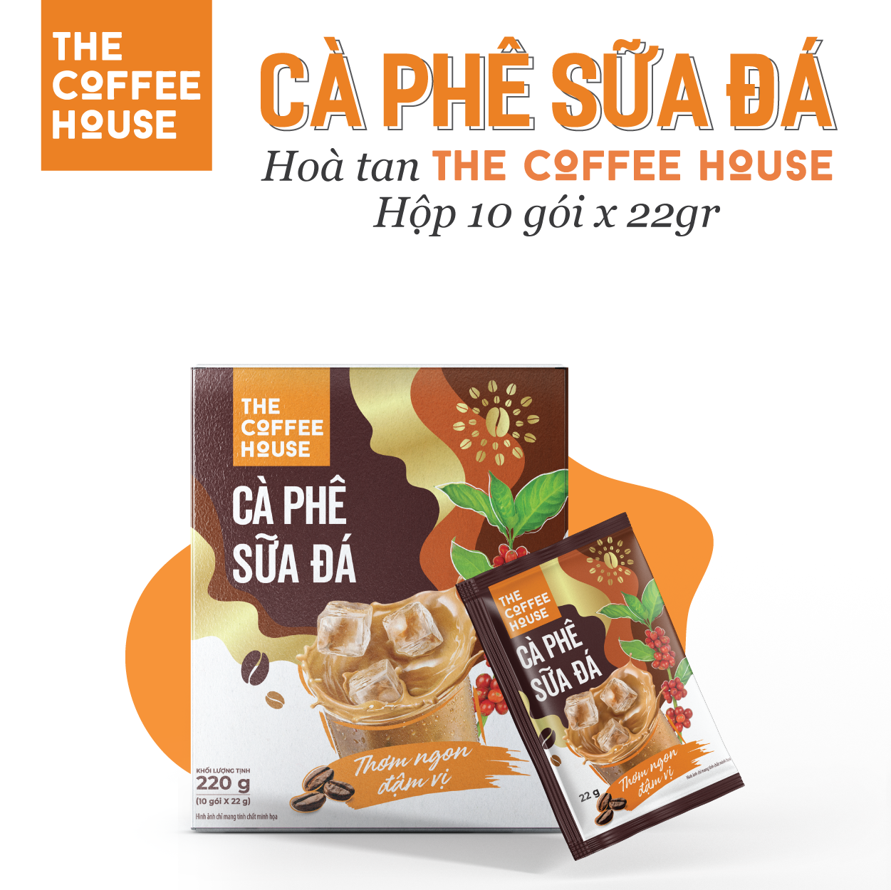 Cà phê sữa đá hoà tan The Coffee House(Hộp 10 gói x 22g)