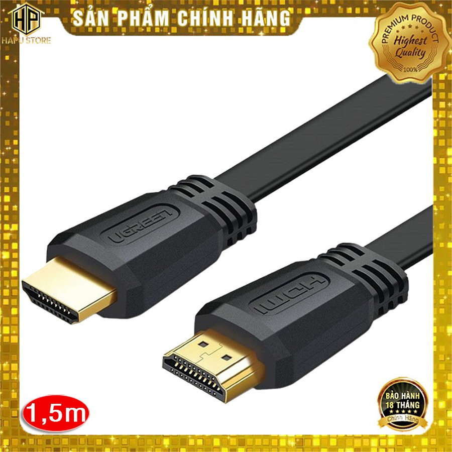 Cáp hdmi 2.0 ugreen 50819 dây dẹt dài 1.5m hỗ trợ 4k cao cấp - hapustore
