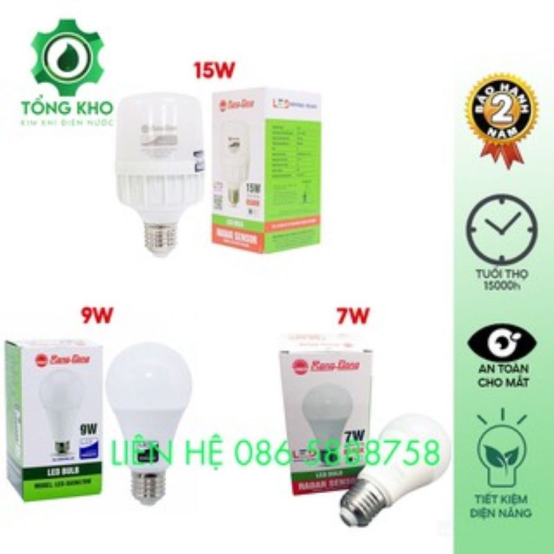 Bóng đèn LED tròn Rạng Đông cảm biến 15W, 9W, 7W - Tuổi thọ cao, độ tin cậy cao, không hạn chế số lần bật tắt, ánh sáng trung thực tự nhiên - Tổng kim kim khí điện nước