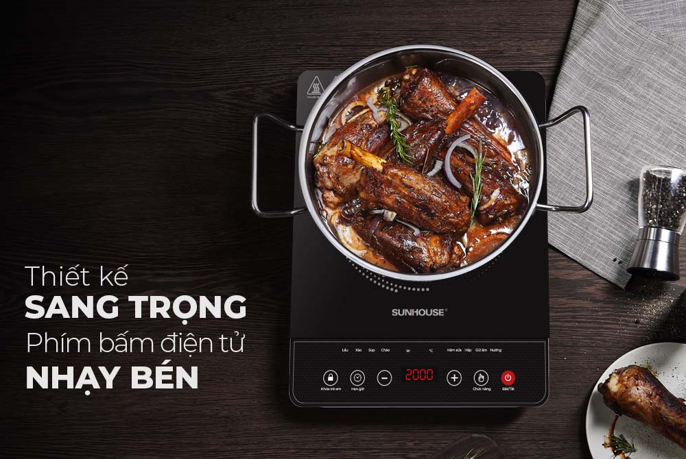 Bếp điện từ Sunhouse SHD6161 + tặng dao làm bếp màu đen