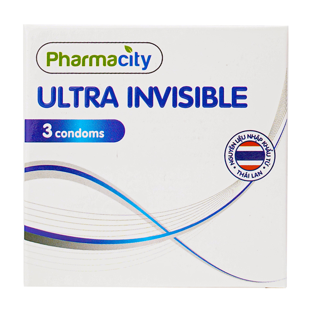 Bao cao su siêu mỏng Pharmacity Ultra Invisible (3 cái/hộp)
