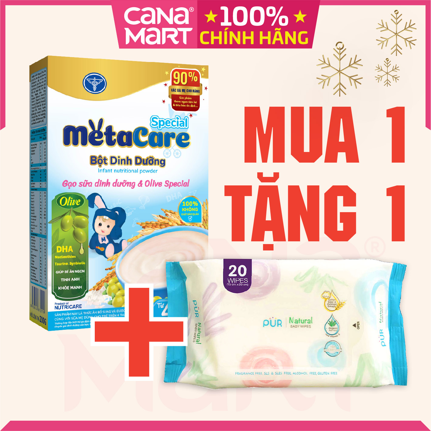 MUA 1 TẶNG 1 Bột ăn dặm tốt cho bé Nutricare Metacare Gạo sữa dinh dưỡng &