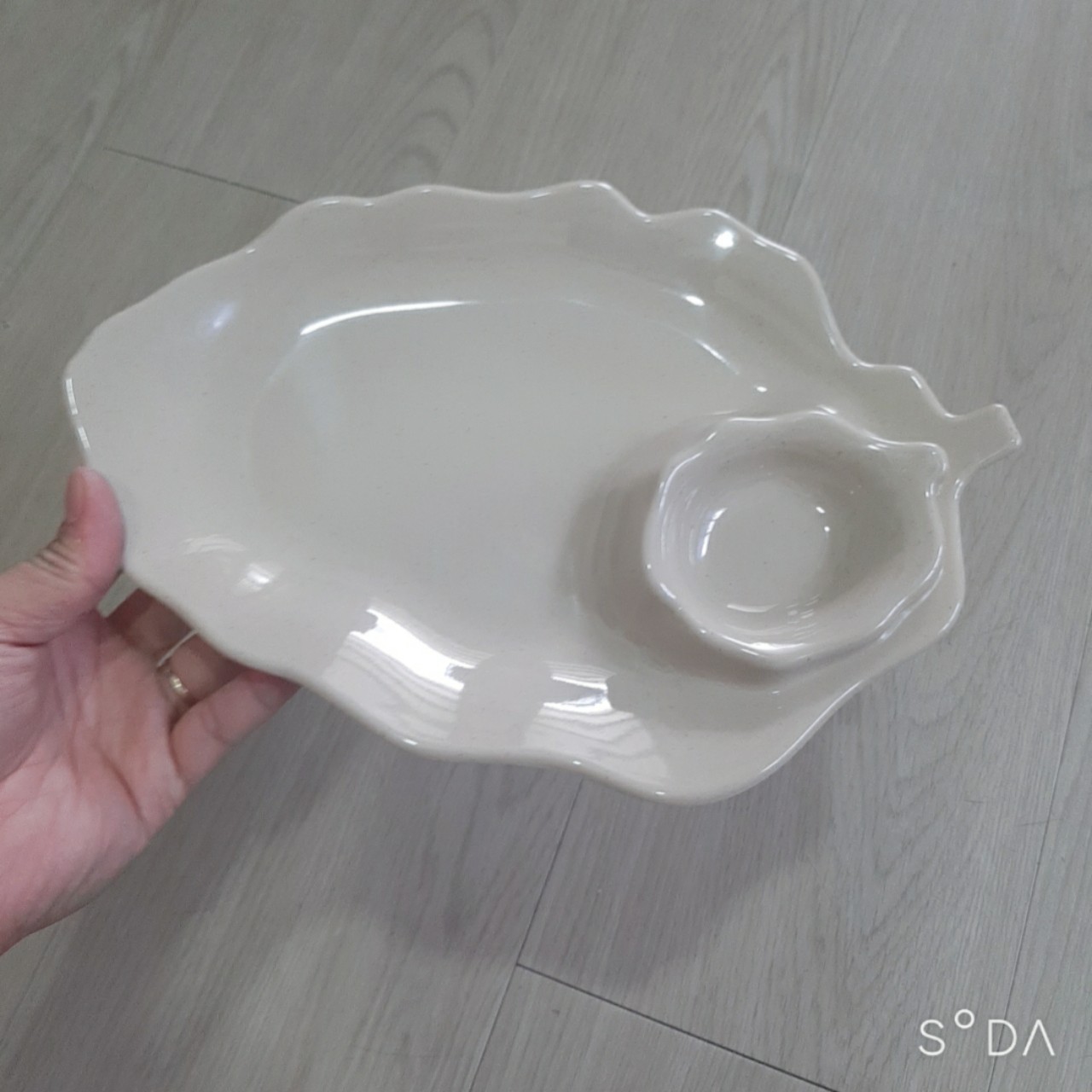 Dĩa đựng trái cây melamine DTC07,08 hình chiếc lá màu Nâu sáng bóng Cao cấp