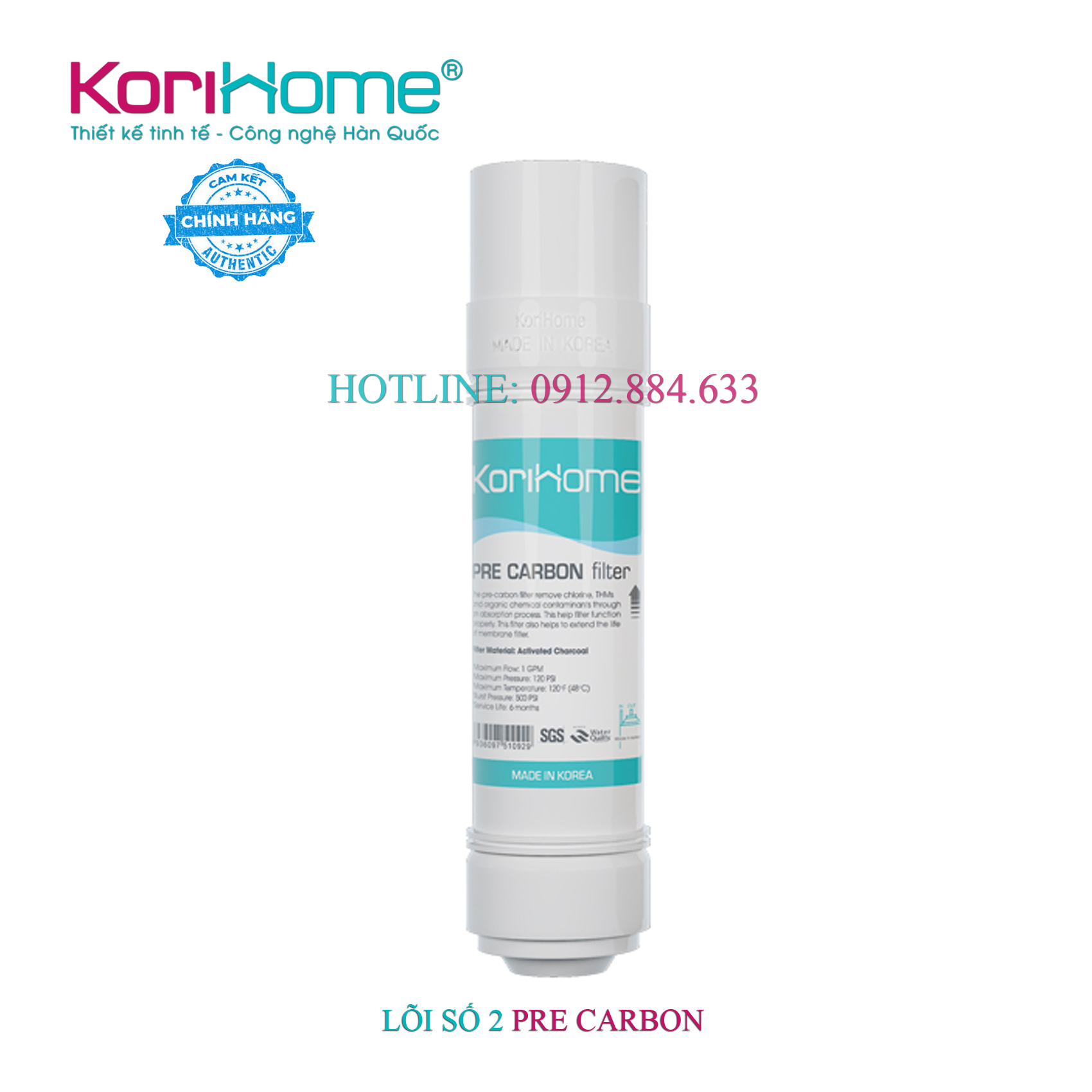 Lõi lọc pre cacbon 10" u type - korihome