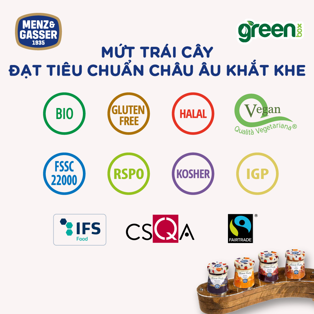 Mứt mơ Menz Gasser nhập khẩu Ý hũ 340g