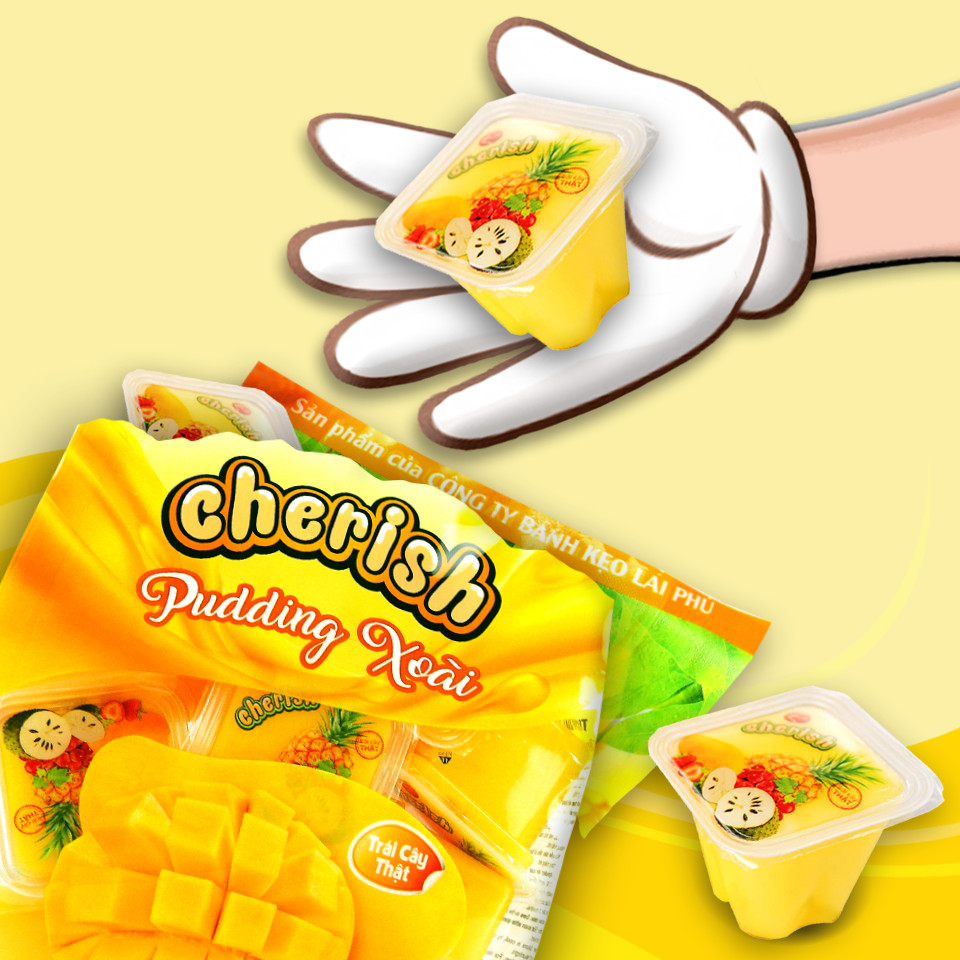 Combo 5 Túi Thạch Pudding Cherish 850.5 G Vị Xoài
