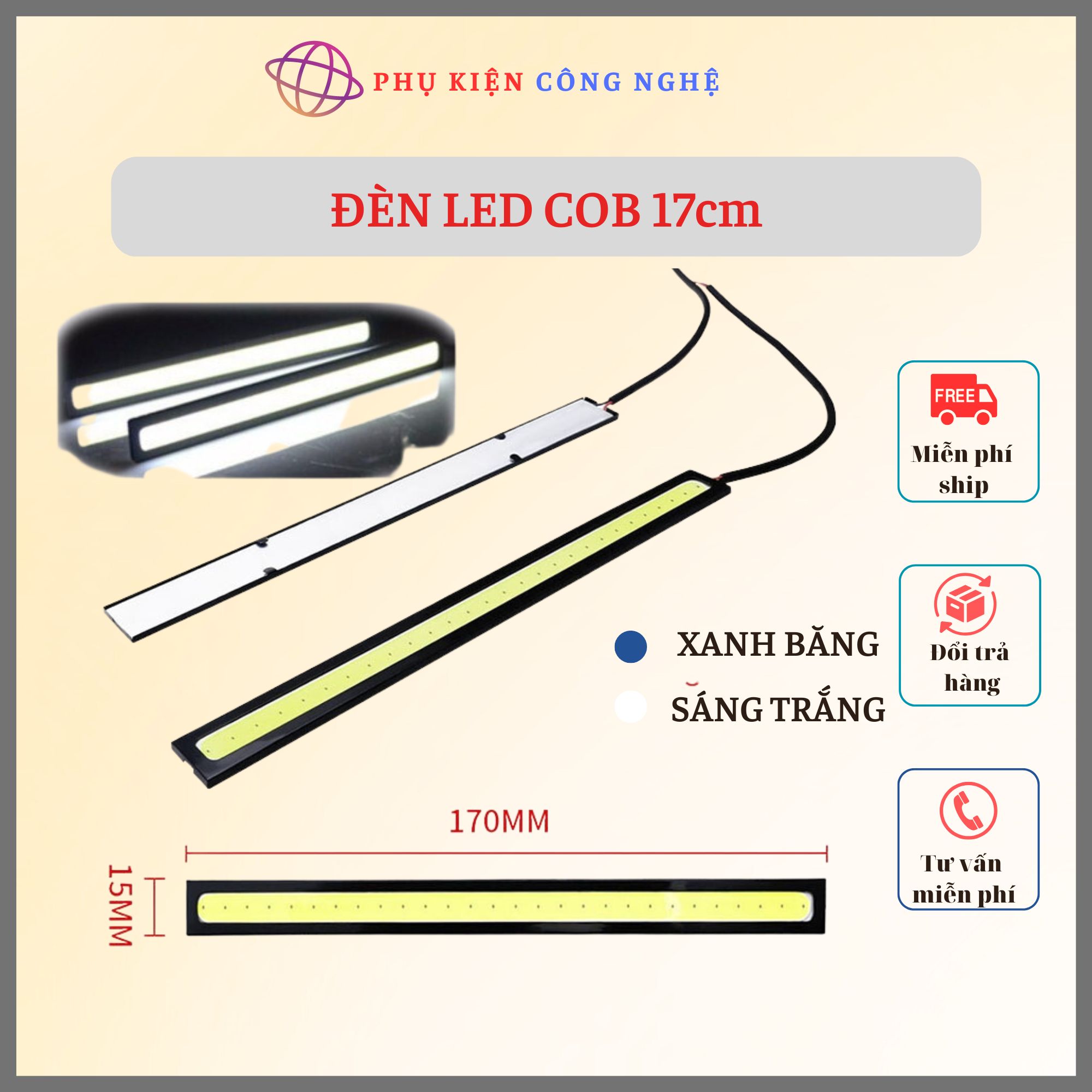 1 bóng đèn led cob 17cm siêu sáng