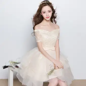 Hire Bridesmaid Dress Short Off The Shoulder Korean Style Puffy