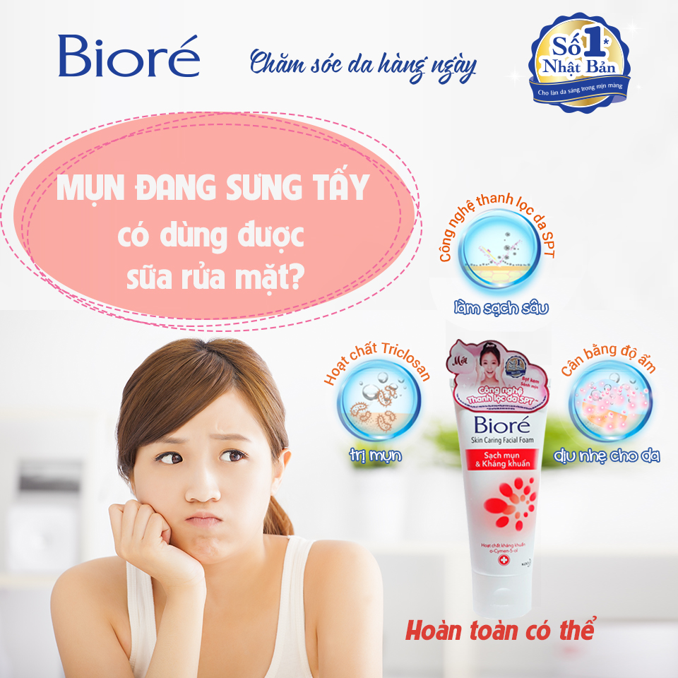 SỮA RỬA MẶT BIORE KHÁNG KHUẨN SẠCH MỤN 100ML
