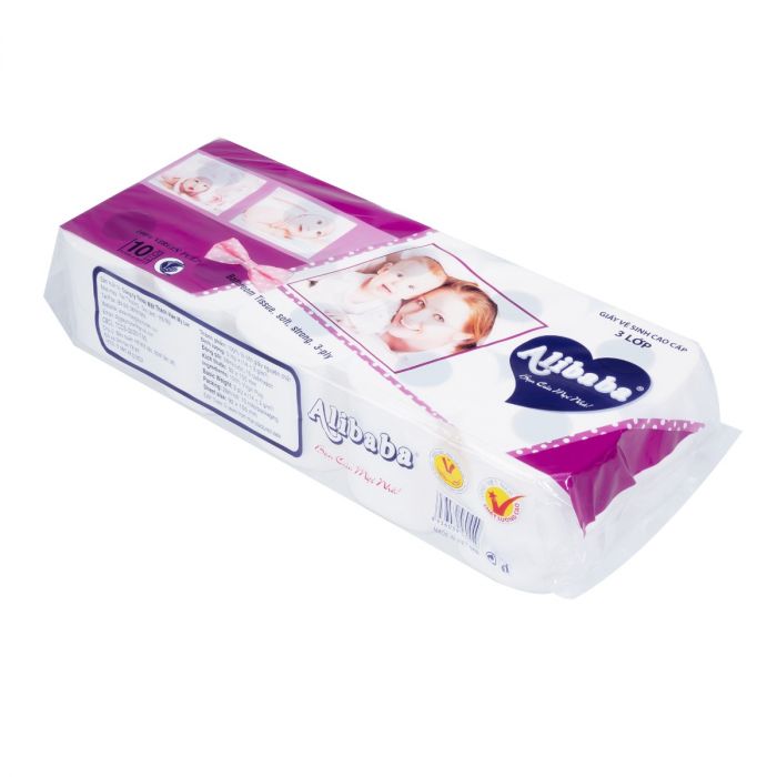 Giấy Vệ Sinh Alibaba My Lan chính hãng (1 lốc 10 cuộn/3 lớp )