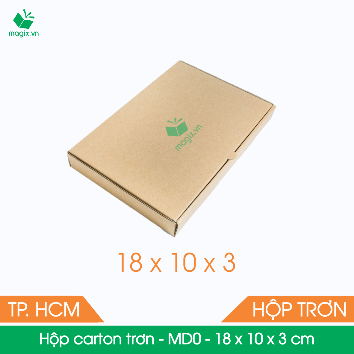 MD0 - 18x10x3 cm - 100 Thùng hộp carton trơn đóng hàng