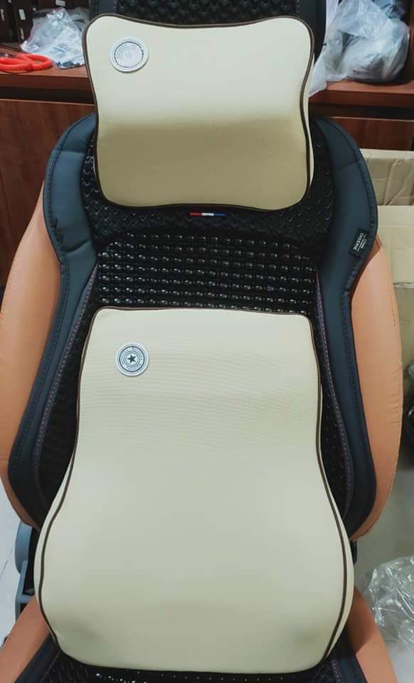 Bộ gối tựa đầu + tựa lưng cao su non cao cấp trên xe ô tô