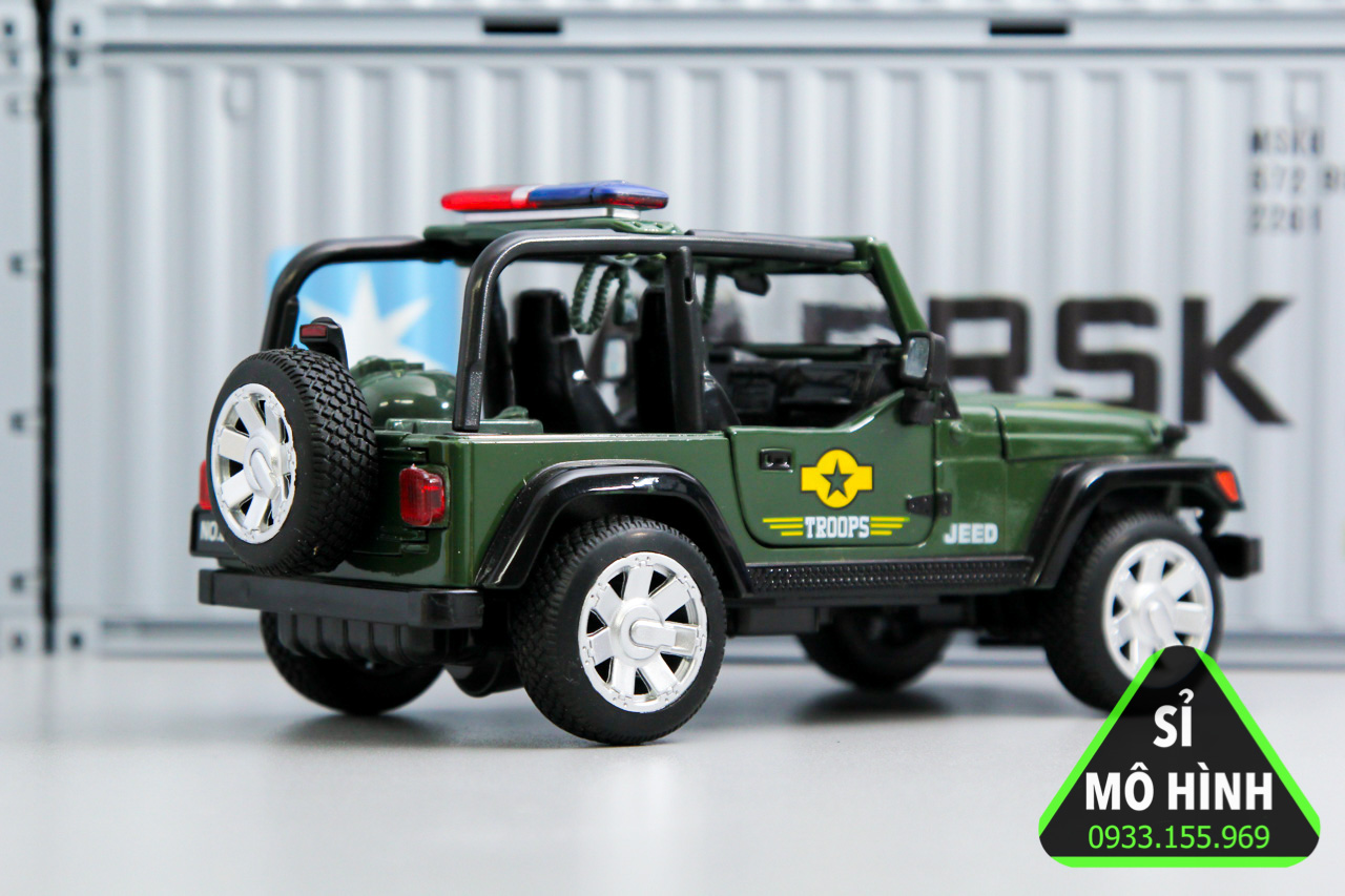 [HCM][ Sỉ Mô Hình ] Mô hình xe Jeep Rubicon mui trần Army 1:32