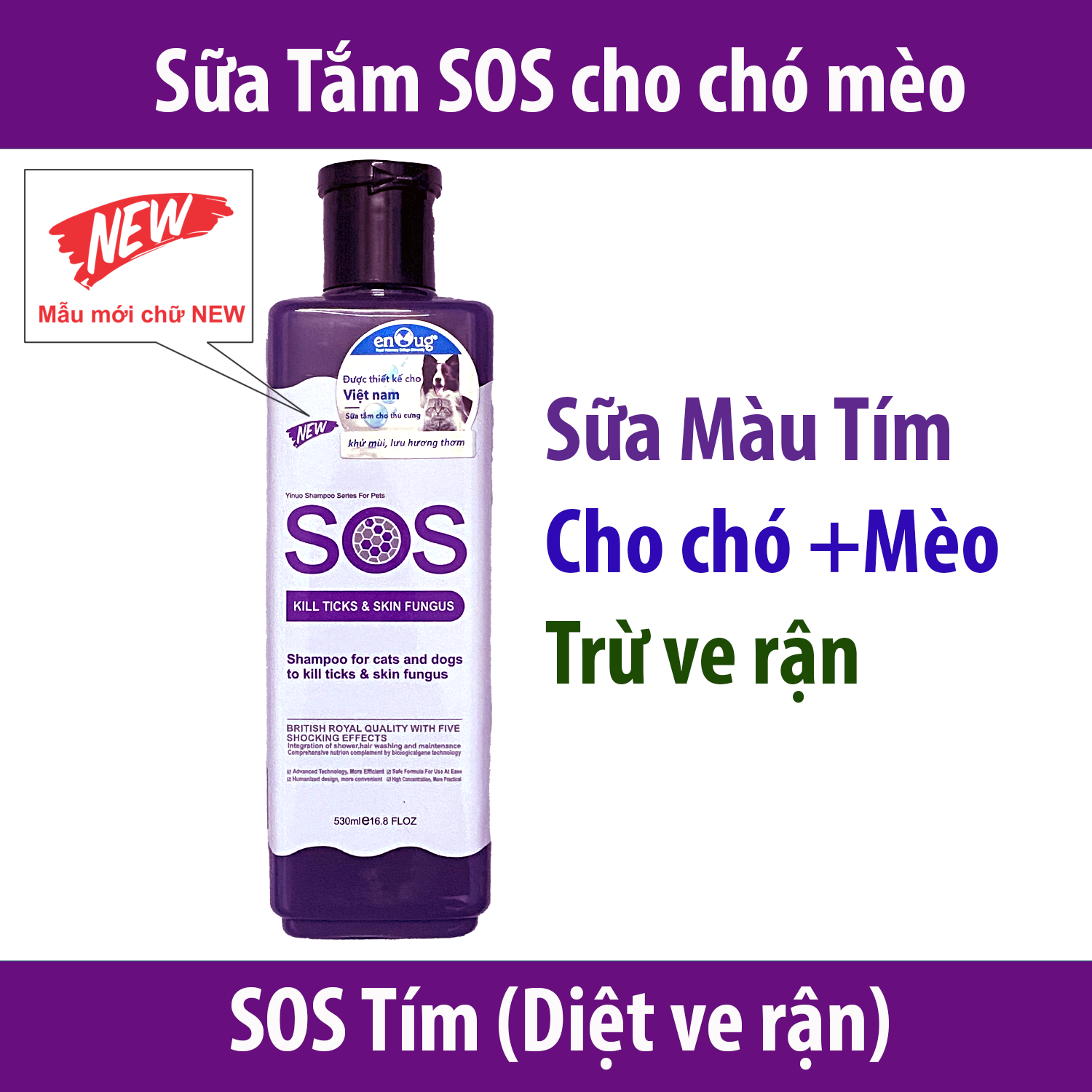 Hanpet - Sữa tắm SOS cho chó mèo MẪU MỚI có chữ NEW