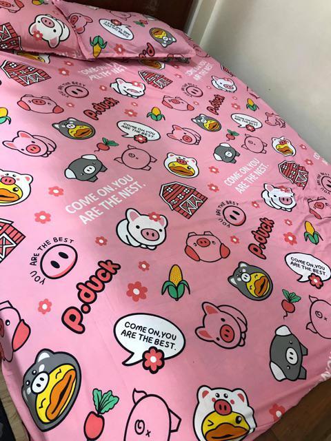Vỏ gối ôm Cotton Poly họa tiết 35x100cm mẫu heo hồng nhí nhố