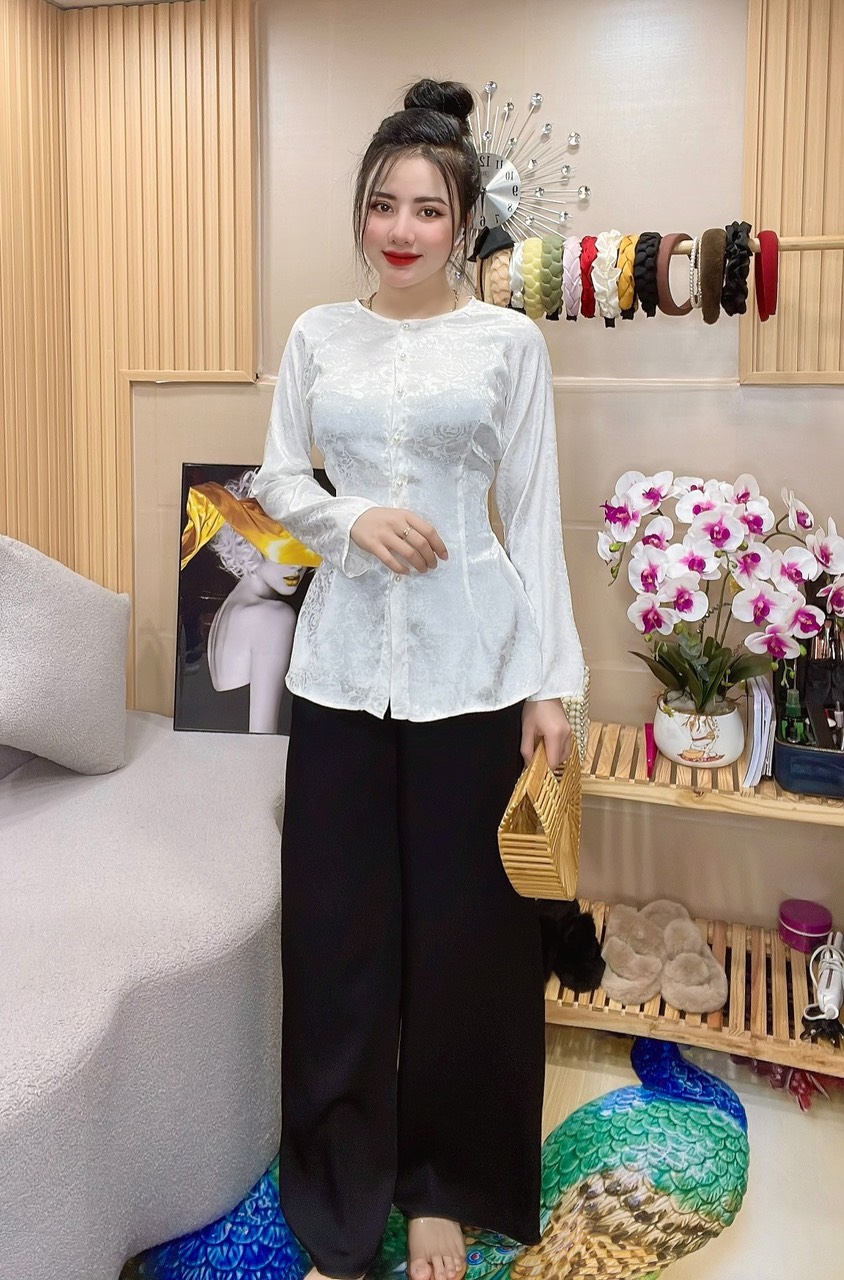 Bộ Bà ba đi chùa đẹp gấm xước