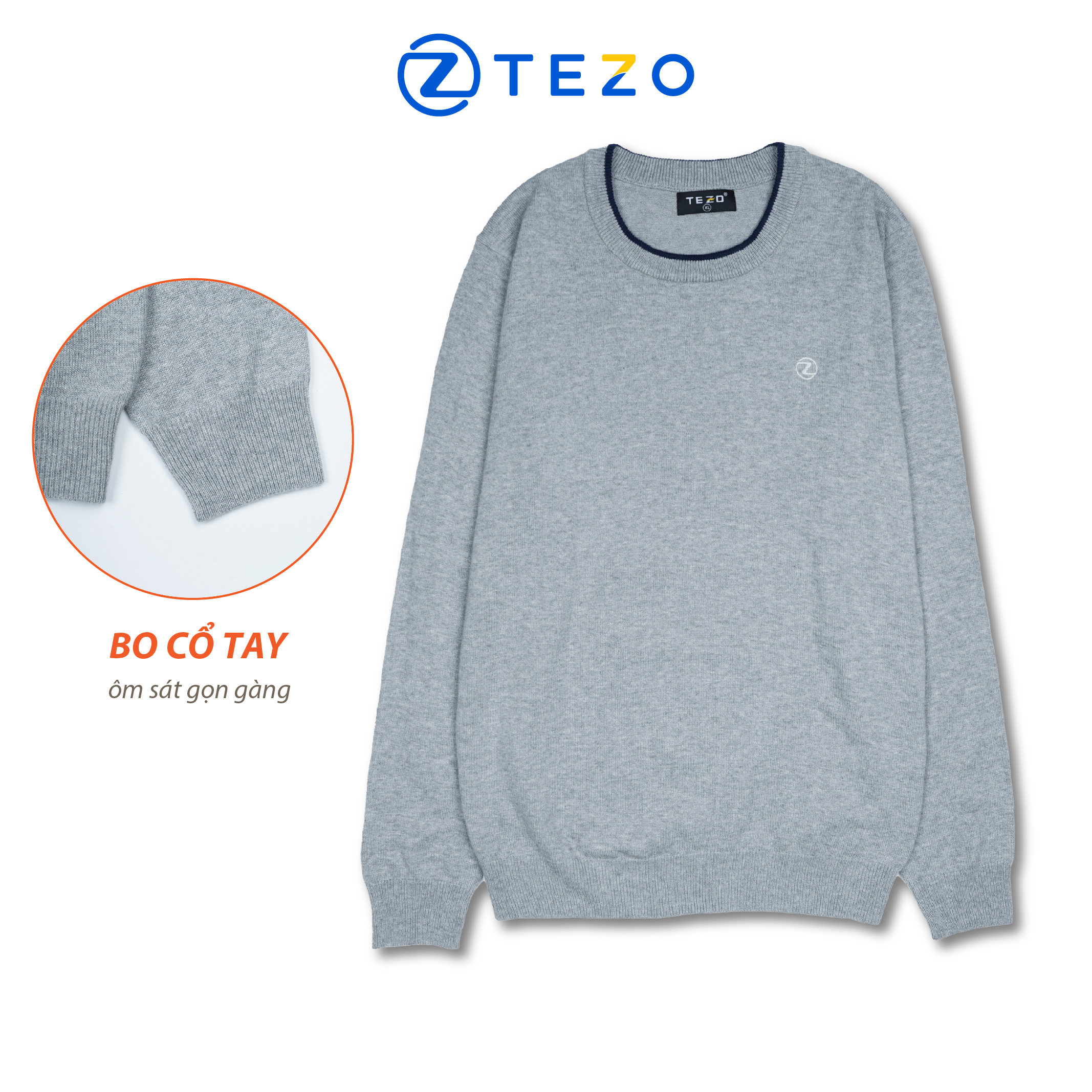Áo len nam cổ tròn thiết kế phối cổ tezo - 22alot002 - tezo official
