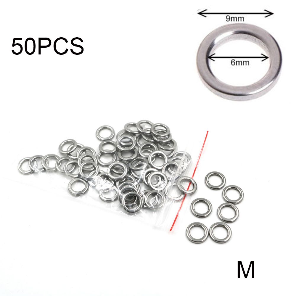 50Pcs Hot Solid Double Line Tackle Fishing Split Rings Fish Connector Swivel Snap Stainless Steel