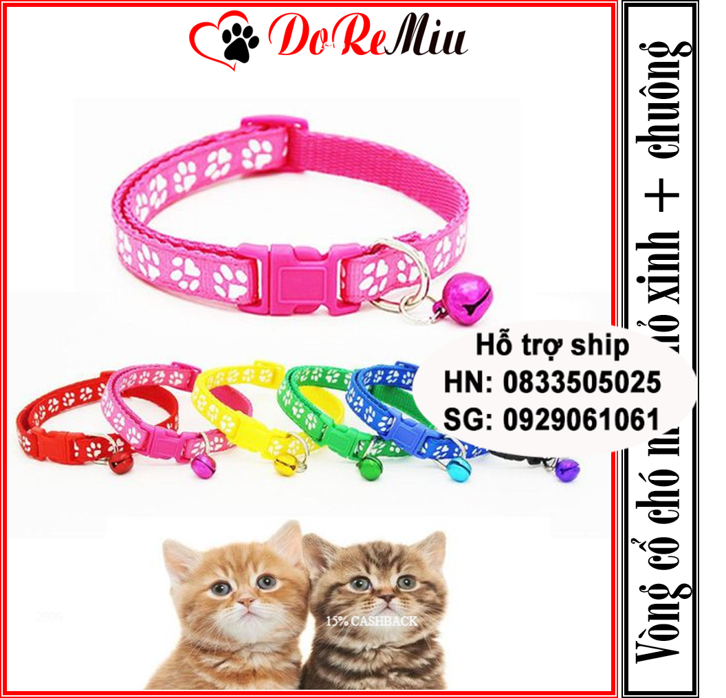 Doremiu- Vòng cổ chó mèo dưới 6kg kiểu vòng cổ nhỏ xinh (có chuông)