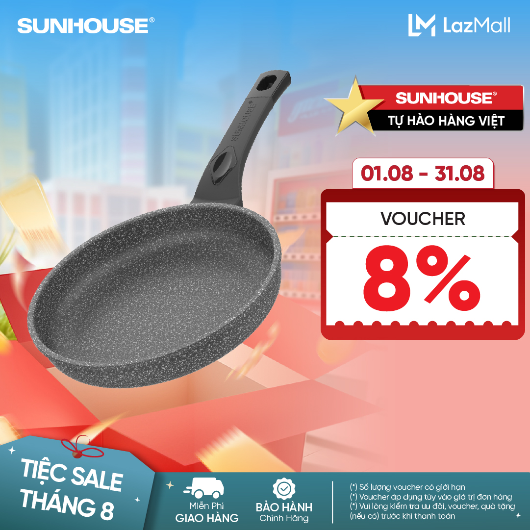Chảo Đá Siêu Bền Chống Dính SUNHOUSE SBD24-30 - Không dùng bếp từ - Chống dính tiêu chuẩn Mỹ bền bỉ - An toàn - Hàng chính hãng