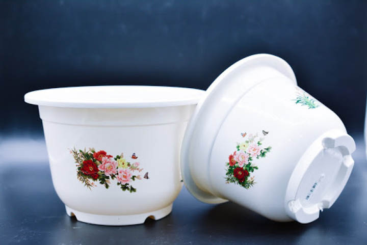 Bookstore 189 10 chậu nhựa trồng cây hoa văn 4 mùa A280 (24x17x14) – Chậu trồng hoa cây cảnh bền đẹp gía rẻ