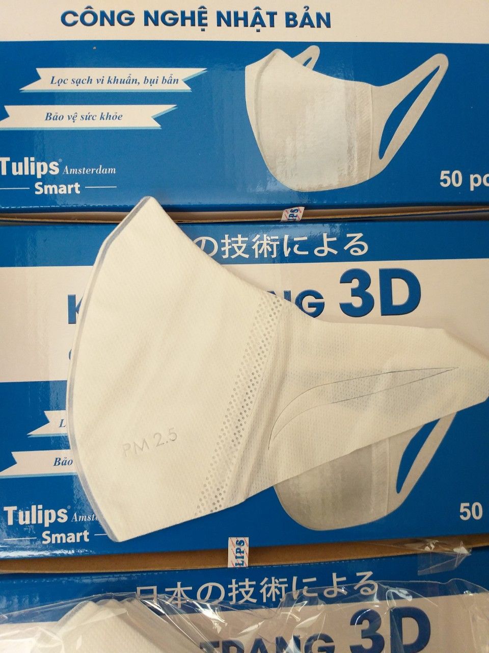 [HCM]Hộp 50 cái Khẩu trang 3D mask công nghệ Nhật Bản giấy kháng khuẩn ((Dập logo- công ty chính hãng)