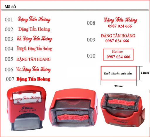 Con dấu 1 dòng Shiny S842(kích thước 14x38mm) khắc theo yêu cầu