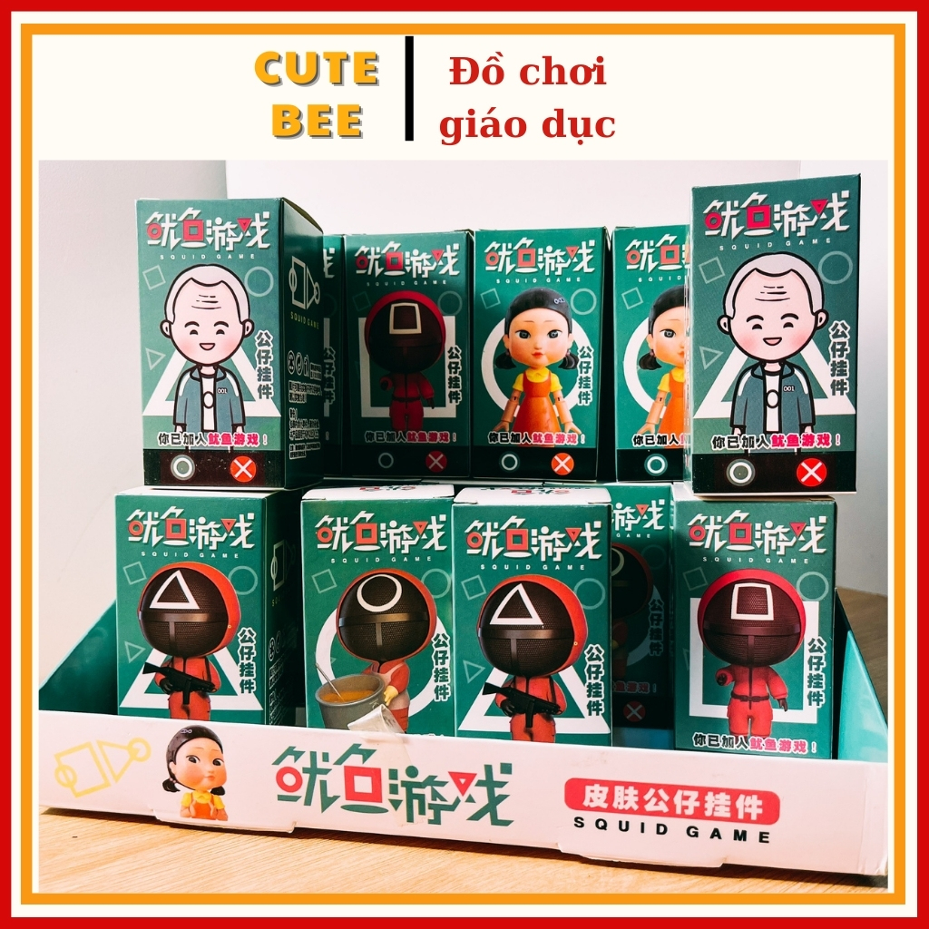 Móc Khóa Silicon Hình Nhân Vật Squid Game - Móc Treo Chìa Khóa Nhựa Dẻo Trò Chơi Con Mực Cao Cấp