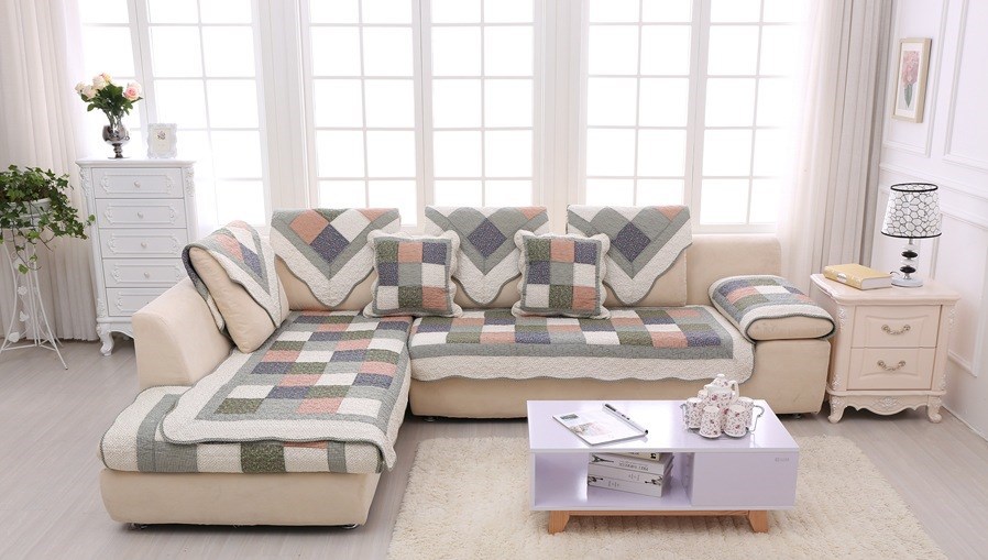 Thảm sofa 100% cotton chần bông mặt dưới có hạt chống trượt - có thể giặt tay hoặc giặt máy