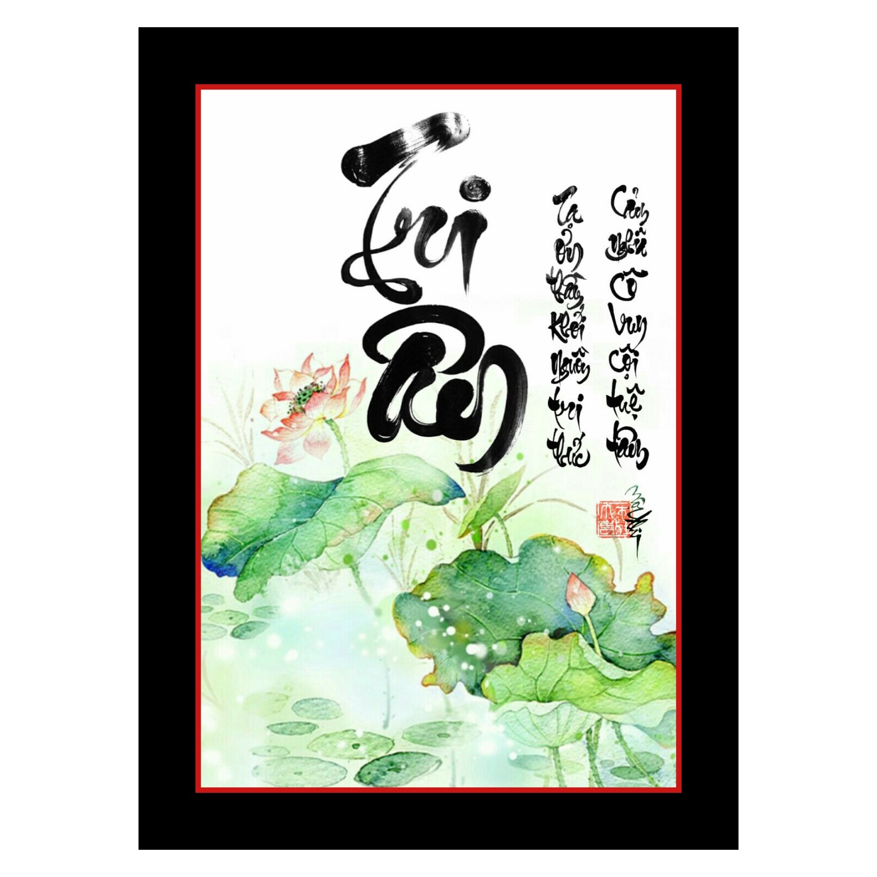 Tranh thư pháp Tri Ân tạ ơn Thầy cảm ơn Cô kèm khung