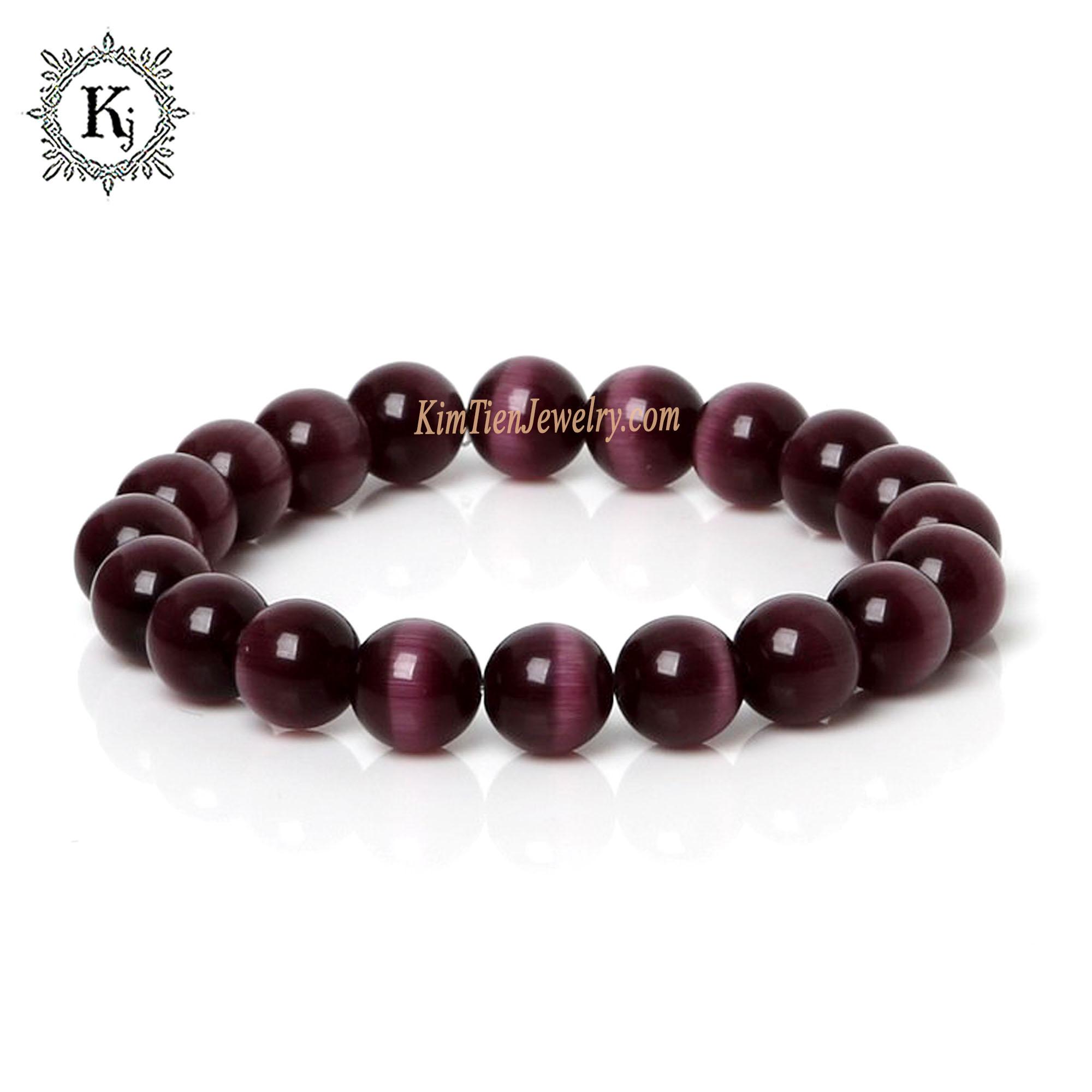 Vòng Tay Phong Thủy Mắt Mèo Đỏ Đen - Hợp Mệnh Hỏa , Thổ - Khơi Nguồn Sáng Tạo - Mọi Việc Như Ý - Tặng Kèm  Dây , Đá