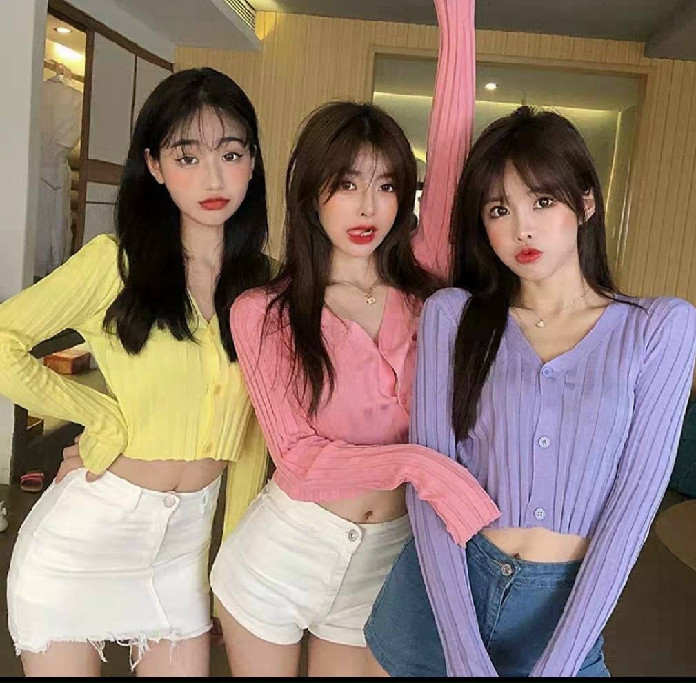 Áo croptop gân đũa cổ tym tay dài thời trang TTSLA0358