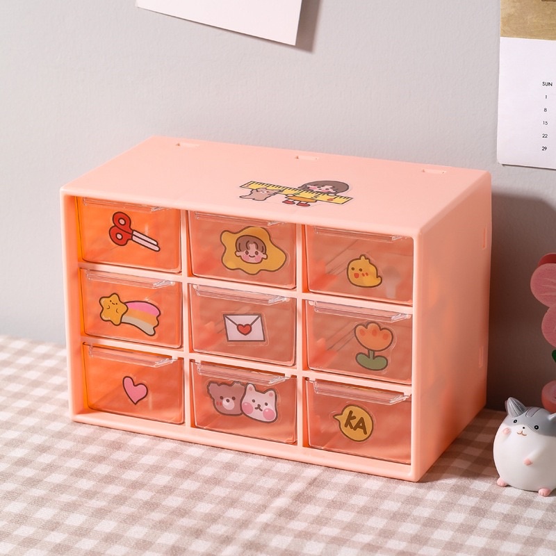 Tủ mini đa năng 6 ngăn 9 ngăn đựng phụ kiện decor bàn học-Kệ 9 ngăn đựng đồ mini để bàn